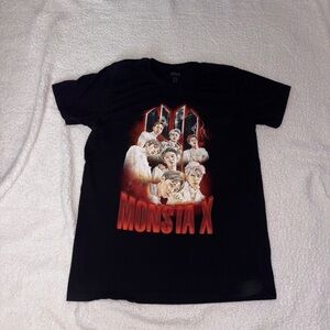 MONSTA X Hashtag K-Pop Korean Boy Group Short Sleeve Black T-Shirt Large